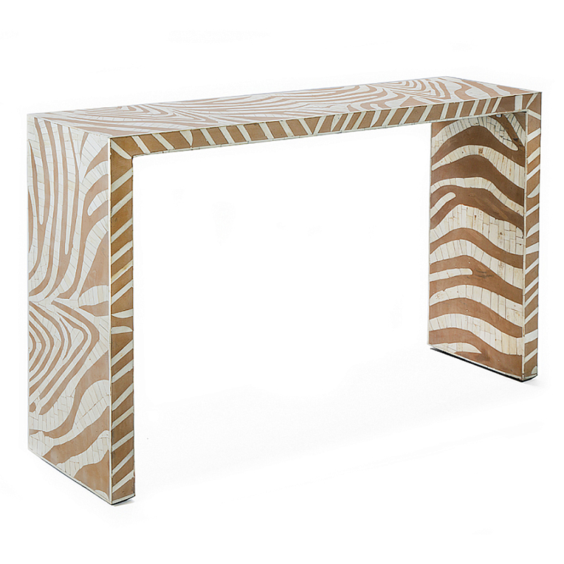 Консоль Дизайнерская Kenya Console ZEBRA Bone Inlay Beige ivory ( слоновая кость ) Бежевый в Уфе | Loft Concept 