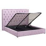 Кровать двуспальная фиолетовая с основанием из массива дерева с мягким изголовьем Velour Beds варинант исполнения - 2 | Loft Concept в Уфе