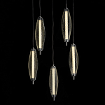 Люстра круглая каскадня с 5-ю плафонами из металлической сетки Mesh Lampshade Lighting варинант исполнения - 3 | Loft Concept в Уфе