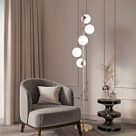 Торшер на золотом основании с 5-ю белыми шарообразными плафонами Bubble варинант исполнения - 4 | Loft Concept в Уфе