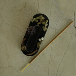 Подставка под благовония из эпоксидной смолы с цветами черная Epoxy Resin Flowers Incense Oval Stand Black варинант исполнения - 3 | Loft Concept в Уфе