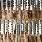 Люстра трехъярусная с декором из круглых деревянных бусин с кисточками Gray Brown Wooden Beads Chandelier варинант исполнения - 1 | Loft Concept в Уфе