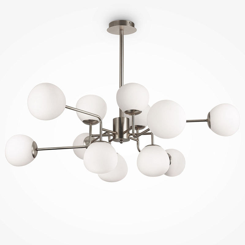 Люстра Tiepolo Ball Chandelier Nickel 12 Никель Белый в Уфе | Loft Concept 