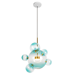 Подвесной светильник с прозрачными бирюзовыми стеклянными шарами и золотыми деталями Диаметр 46 Giopato & Coombes варинант исполнения - 1 | Loft Concept в Уфе