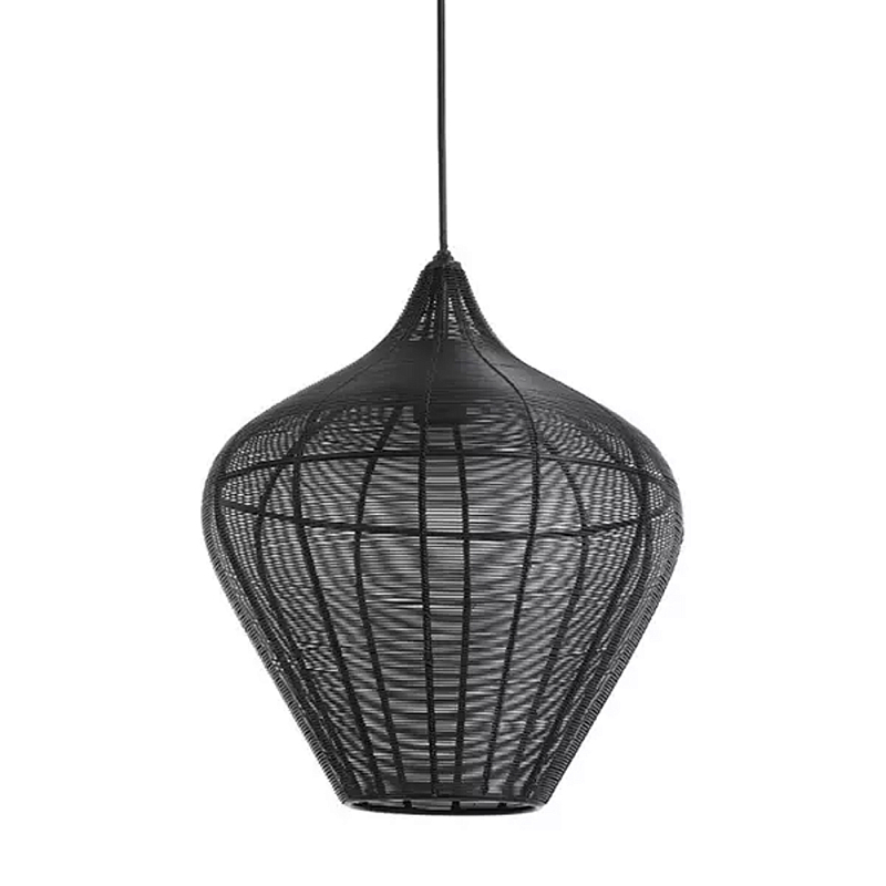 Подвесной светильник в форме купола с плетеным металлическим абажуром Wicker Iron Lamp Черный в Уфе | Loft Concept 