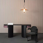 Дизайнерский письменный стол овальной формы с 2-мя выдвижными ящиками по бокам Parsec варинант исполнения - 1 | Loft Concept в Уфе