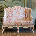 Двухместный диван из массива бука серый с растительным орнаментом Raffael Blue Grey Sofa варинант исполнения - 7 | Loft Concept в Уфе