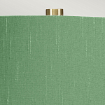 Настольная лампа с белым фигурным основанием на латунном основании и зеленым тканевым конусным абажуром Elstead Lighting варинант исполнения - 2 | Loft Concept в Уфе