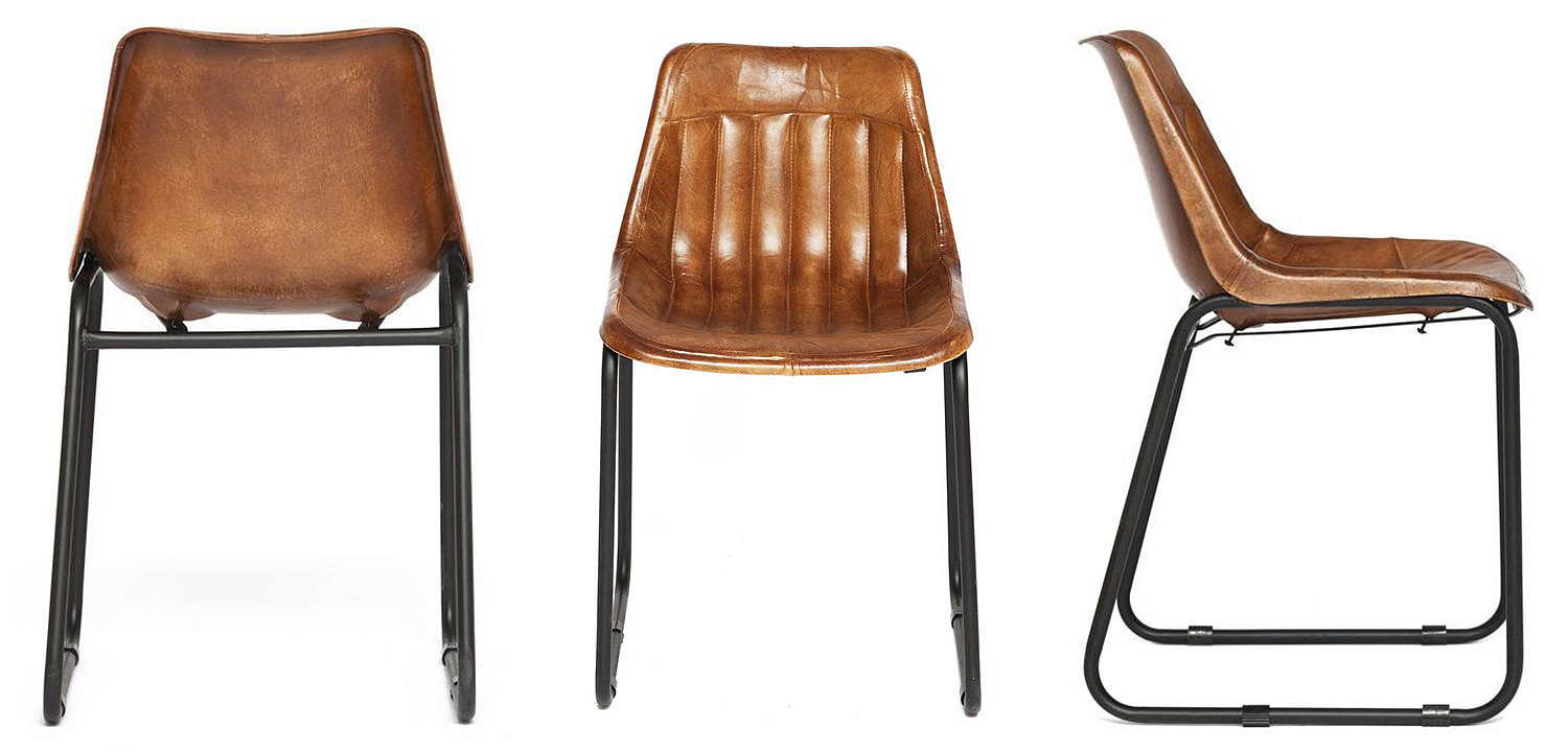 Стул из кожи буйвола Industrial leather dining chair - Loft-Concept в Уфе