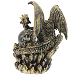 Декоративная статуэтка Дракон со стеклянным шаром Dragon and Glass Ball Gold Black варинант исполнения - 2 | Loft Concept в Уфе