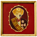 Картина в квадратной раме Chinoiserie Labrador Dog Red Portrait варинант исполнения - 1 | Loft Concept в Уфе