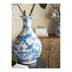 Ваза с мотивами цветущего сада с попугаями Blue Vase Inspired by Nature варинант исполнения - 6 | Loft Concept в Уфе