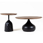 Столик журнальный с круглой деревянной столешницей на черном фактурном основании Bourgeon варинант исполнения - 3 | Loft Concept в Уфе