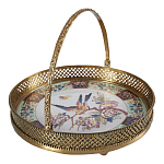 Блюдо фарфоровое с бронзовой ручкой Paradise Dish with Handle варинант исполнения - 1 | Loft Concept в Уфе