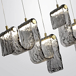 Подвесной светильник линейный с плафонами волнистой формы из фактурного стекла Big Wave варинант исполнения - 5 | Loft Concept в Уфе