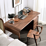 Стол рабочий округлой формы с 3-мя ящиками  Working Moonnut Table варинант исполнения - 6 | Loft Concept в Уфе