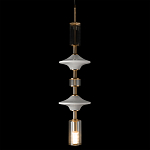 Подвесной светильник с белыми стеклянными элементами и бронзовыми вставками Высота 90 см Gabriel Scott Luna варинант исполнения - 6 | Loft Concept в Уфе