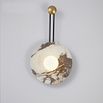 Бра круглое с каменным основанием и плафоном из стекла в форме шара Shaw Marble Lighting варинант исполнения - 1 | Loft Concept в Уфе