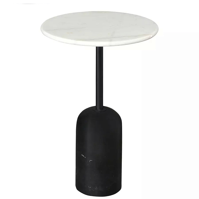 Кофейный столик с белой мраморной столешницей на черном основании Tall Coffee Black and White Table Белый Черный в Уфе | Loft Concept 