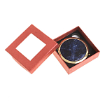 Зеркало карманное круглое двухстороннее из натурального камня Содалит в подарочной упаковке Gold Stone Mirrors варинант исполнения - 3 | Loft Concept в Уфе