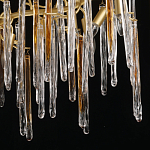 Люстра линейная золотого цвета с декоративными ветвями и длинными стеклянными подвесками в форме сосулек Droplet Chandelier варинант исполнения - 5 | Loft Concept в Уфе