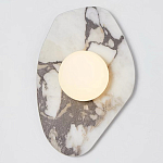 Бра с каменным основанием и плафоном из стекла в форме шара Shaw Marble Lighting варинант исполнения - 1 | Loft Concept в Уфе