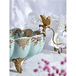 Чаша из голубого фарфора на бронзовых ножках с рисунком цветов и фигурками стрекоз Blue Garden варинант исполнения - 6 | Loft Concept в Уфе