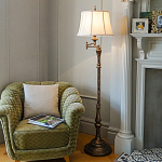 Торшер классического стиля цвета темная бронза с бежевым льяным абажуром Feiss варинант исполнения - 2 | Loft Concept в Уфе