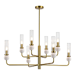 Люстра с 8-ю плафонами в форме стеклянных трубок и мраморных декоративных элементов Montreal варинант исполнения - 7 | Loft Concept в Уфе