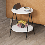 Стол приставной с 2-мя круглыми белыми столешницами ESSEL SIDE TABLE WHITE варинант исполнения - 8 | Loft Concept в Уфе