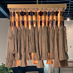 Люстра квадратная плетеная с бахромой Wicker Square Chandelier with Tassels варинант исполнения - 6 | Loft Concept в Уфе