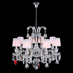 Люстра с 8-ю белыми текстильными абажурами и хрустальными подвесками Lustre Reverie варинант исполнения - 2 | Loft Concept в Уфе