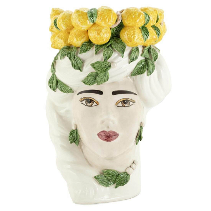 Ваза VASE LEMON HEAD LADY BIG Желтый Белый в Уфе | Loft Concept 