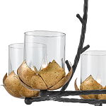 Люстра с прозрачными стеклянными абажурами и каркасом в виде черных веток Blooming Flower варинант исполнения - 1 | Loft Concept в Уфе