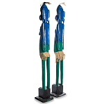 Комплект из 2-х деревянных статуэток Asmat Statuettes Blue Green варинант исполнения - 5 | Loft Concept в Уфе