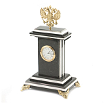 Часы настольные бронзовые с Гербом России из натурального камня Змевик Stone Clock варинант исполнения - 2 | Loft Concept в Уфе