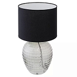 Настольная лампа с черным цилиндрическим тканевым абажуром и фактурным прозрачным основанием Black Cone варинант исполнения - 1 | Loft Concept в Уфе