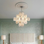 Люстра  с каскадом из круглых декоративных элементов  White Clear Glass Chandelier варинант исполнения - 5 | Loft Concept в Уфе