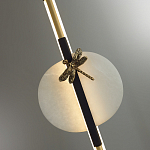 Подвесной светильник с шарообразным плафоном из алебастра и бронзовой декоративной стрекозой Alaris  варинант исполнения - 6 | Loft Concept в Уфе