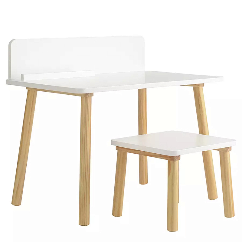 Набор детской мебели белый Childrens Table with Stool Белый Голубой в Уфе | Loft Concept 