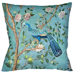 Подушка декоративная с изображением птицы в саду Chinoiserie Peacock in the Garden Cushion варинант исполнения - 1 | Loft Concept в Уфе