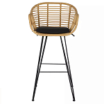 Стул барный с ротанговым плетением Half Bar Chair with Wicker с подлокотниками варинант исполнения - 1 | Loft Concept в Уфе
