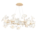 Люстра круглая с белыми лепестками из керамики и прозрачными хрустальными цветками Диаметр 82 см Wintery flovers варинант исполнения - 1 | Loft Concept в Уфе