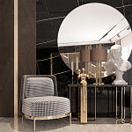 Настольная лампа с цилиндрическим абажуром из коричневой ткани и золотыми трубочками Brown Aura варинант исполнения - 4 | Loft Concept в Уфе