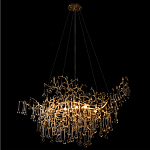 Подвесная люстра в виде ветвей деревьев золотого цвета с прозрачными подвесками-каплями 10 и 14 ламп Droplet Chandelier варинант исполнения - 4 | Loft Concept в Уфе