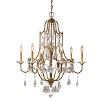 Люстра в бронзовом цвете с 6-ю лампами в форме свечей со стеклянными подвесками в классическом стиле Feiss варинант исполнения - 1 | Loft Concept в Уфе