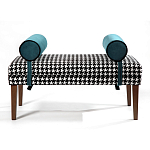 Банкетка Banquette PIED DE POULE с принтом гусиная лапка и синими подлокотниками  варинант исполнения - 1 | Loft Concept в Уфе