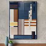 Панно из шнура Синяя геометрическая абстракция wall panel line Blue варинант исполнения - 1 | Loft Concept в Уфе