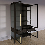 Витрина Primo со стеклянными фасадами и 2 ящиками Темный орех варинант исполнения - 6 | Loft Concept в Уфе