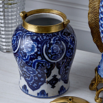 Ваза с насыщенным синим орнаментом и золотой крышкой Blue & White Ornament  варинант исполнения - 4 | Loft Concept в Уфе